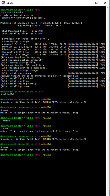 msys cmake command not found